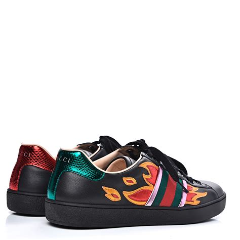 gucci black falmes|Gucci embroidered sneakers.